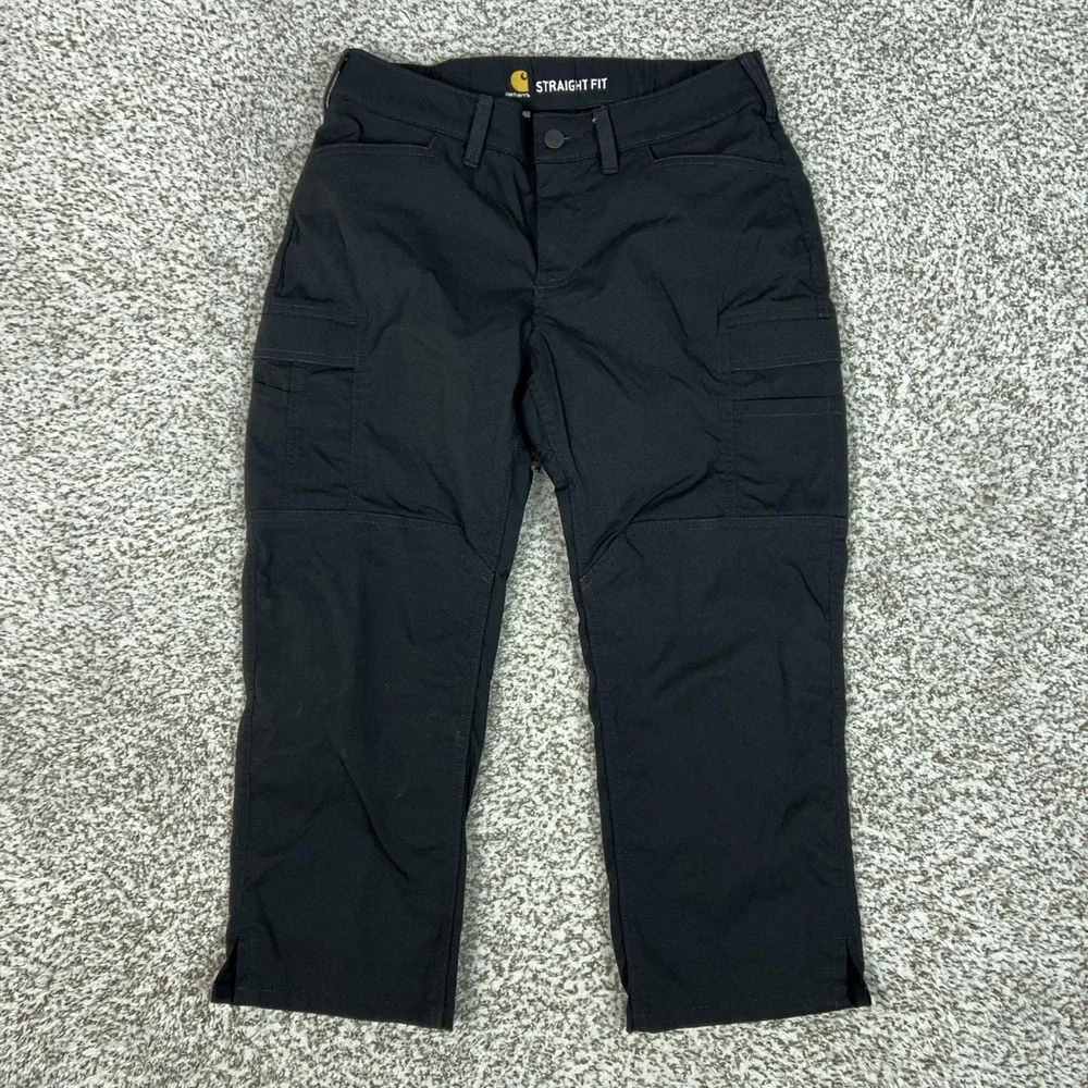 Carhartt Pants Womens 4 Black Straight Fit Cargo Capri Workwear Hiking Outdoor
